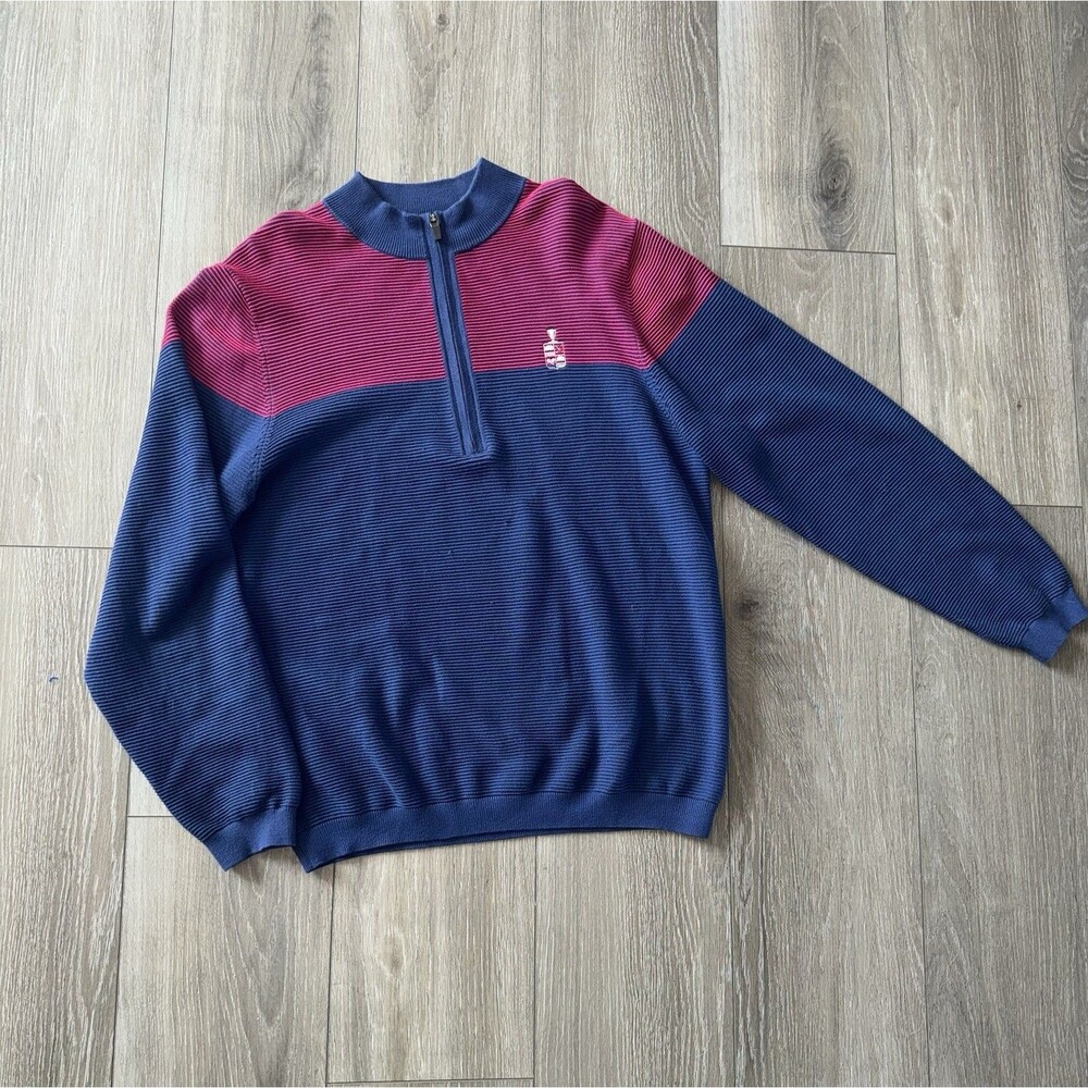 Donald Ross Sportswear 1/2 Zip Pullover Navy Red Men's Size Medium
